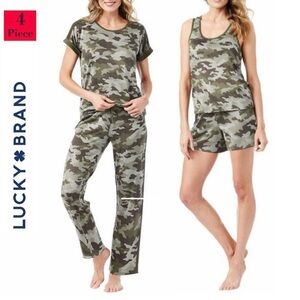 New Lucky Brand Women's Plus Super Soft Camo Print 4-Piece Lounge Pajama Set 2X